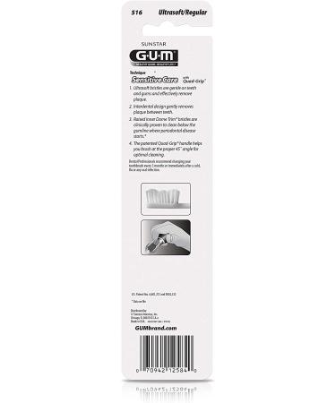GUM 516VP Technique Sensitive Care Toothbrush Twin Pack - Ultra Soft Bristles, Quad-Grip Handle - 2 ct - Buy Online on GoSupps.com