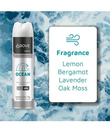 ABOVE 48 Hours Antiperspirant Deodorant Spray for Men - Ocean Scent 3.17 oz | Stain-Free Dry Spray with Lemon Bergamot & Lavender Notes - Buy Now - Buy Online on GoSupps.com