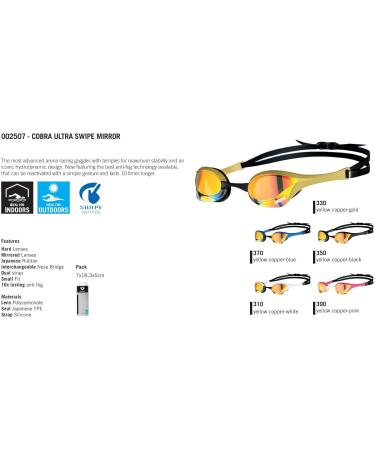 Arena Women's Cobra Ultra Swipe Mr Swimming Goggles - Yellow Copper-Black One Size - International Shipping Available - Buy Online on GoSupps.com