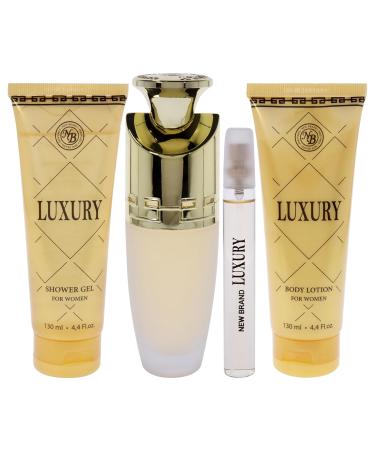 New Brand Luxury for Women - 4 Pc Gift Set 3.3oz EDP Spray 4.4oz Shower Gel 4.4oz Body Lotion 0.5oz EDP Spray - Buy Online on GoSupps.com