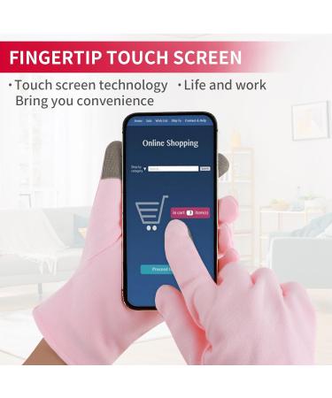 Dimeho 2 Pairs Moisturizing Gloves Touch Screen Cotton Spa Lotion Glove Overnight Bedtime Skin Care Gloves Eczema Glove for Dry Chapped Hands Women Beauty (White + Pink) - Buy Online on GoSupps.com