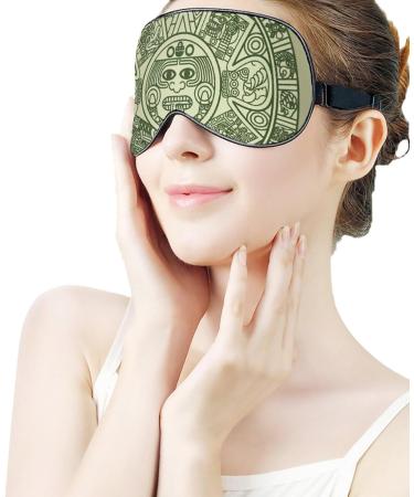 Mexico Mayan Aztec Calendar Sleep Mask Eye Cover for Sleeping Blindfold with Adjustable Strap Blocks Light Night Travel Nap for Men Women - Buy Online on GoSupps.com