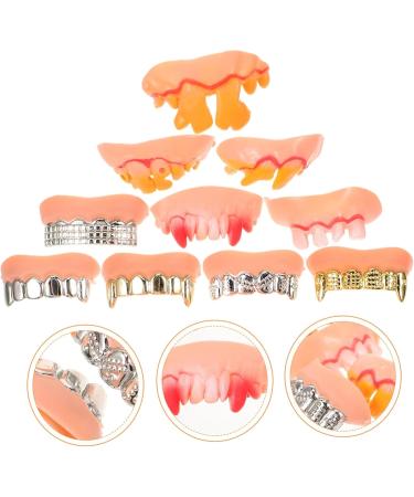 Pretyzoom Fake Dentures - 10 Pieces of Artificial Ugly Teeth for Halloween Cosplay | Funny PVC False Teeth - Buy Online on GoSupps.com