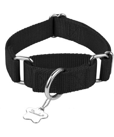 Durable Martingale Dog Collar - Adjustable No Escape Nylon for Medium Dogs (1in x 14-21in) - Black - Buy Online on GoSupps.com
