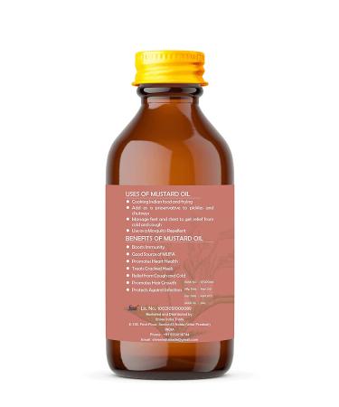 AYURVEDASHREE Cold Pressed Mustard Oil 3.38 fl oz - 100% Pure & Natural, Unrefined, Non-GMO - Buy Online on GoSupps.com