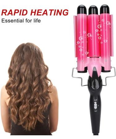 3 Barrel Hair Curling Iron Temperature Adjustable 25mm Hair Waver Curling Wand Fast Heating Hair Crimper Curling Wand for Curly Styling (-US) Pink-us - Buy Online on GoSupps.com