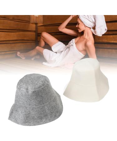 2 Pack Sauna Hats - Water Absorbent Felt Vaporarium Head Protection for Men & Women | White & Gray - Buy Online on GoSupps.com