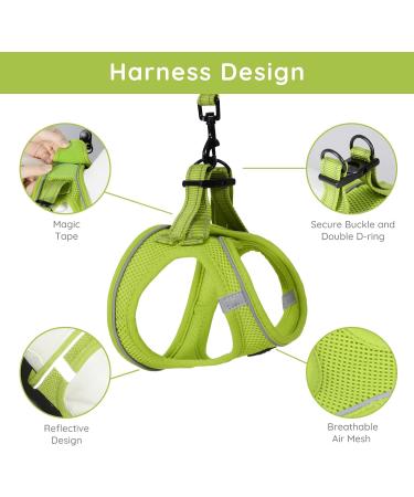 Buy Bella & Pal Dog Harness for Small Dogs - Air Mesh Reflective Leash & Dishes - Perfect Fit (42-50cm) - Avocado Green - Buy Online on GoSupps.com
