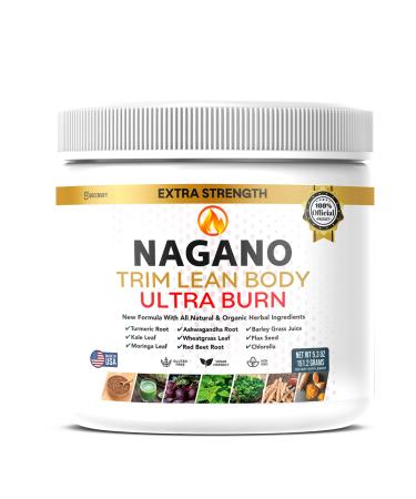 Nagano Trim Lean Body Ultra Burn | Organic Greens Superfood Powder | Supports Energy Detox Digestion Vitality | Turmeric Moringa Wheatgrass Ashwagandha | Gluten-Free Vegan Non-GMO | 5.3 oz (1)