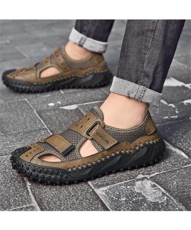 Buy Kaeaeilss Men's Leather Sandals - Comfortable Beach & Hiking Shoes Summer Trekking Footwear EU Size 41 Brown - Buy Online on GoSupps.com