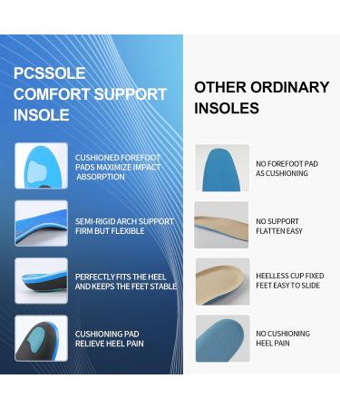 PCSSole Orthopedic Insole for High Arch Support | Flat Foot Inserts for Plantar Fasciitis & Foot Pain Relief | Men's Shoe Size 10.5-12 (30cm) - 307-Blue - Buy Online on GoSupps.com