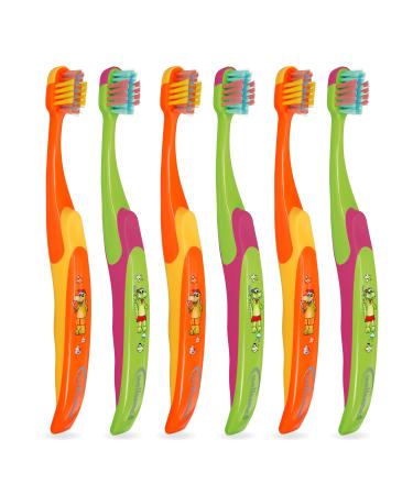 Wellsamed Fantasy 2 children's toothbrush toothbrush for children and babies (orange-blue 6 pieces)