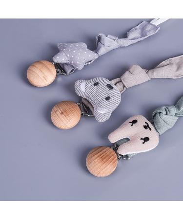 Paperkiddo 3pcs Pacifier Chain Set | Gender-Neutral Baby Accessories | Eco-Friendly Musselin with Nickel-Free Clips | 22cm Triangle Design (Bear Hare Star) - Buy Online on GoSupps.com