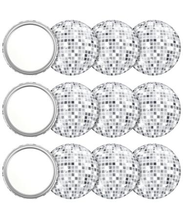 12 Pcs Disco Ball Compact Mirror 2.76 Inch Vintage Round Pocket Mirror Makeup Glass Mini Mirror Handheld Portable Small Mirror for Purse  Women Girls Gifts Disco Party Supplies and Travel Daily Use