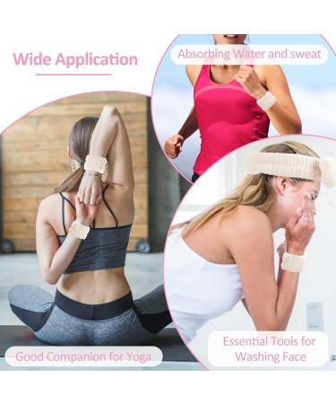WLLHYF 3 Piece Spa Headband and Wristband Set for Women - White | Elastic Hair and Makeup Headbands to Prevent Spills - Buy Online on GoSupps.com
