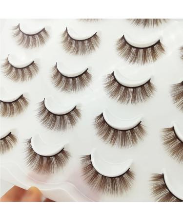 MUQIU37 Brown 3D Mink False Eyelashes - 10 Pairs for Natural & Dramatic Volume | Coffee Brown Lashes for Makeup & Extensions (MQ601) - Buy Online on GoSupps.com