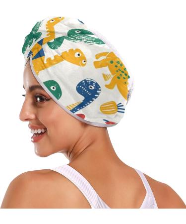 Colorful Dinosaur Hair Towel 2 Pack | Super Absorbent Quick Dry Turbans for Women & Girls - Buy Online on GoSupps.com