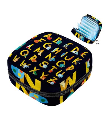 Women's binding bags alphabet pattern women's tampon bag tampon storage bag zip pockets menstrual tie tied bags multi20