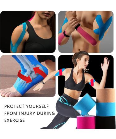 OBTANIM Waterproof Kinesiology Tape - 4 Rolls Precut Elastic Athletic Tape for Muscle Pain Relief in Sports Fitness Running & Swimming (Mixed Colors - Buy Online on GoSupps.com