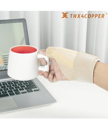 Thx4COPPER Thumb Brace & Wrist Stabilizer - L-XL Beige | Support for Tendonitis, Sprains, Carpal Tunnel, Arthritis & Trigger Finger - Buy Online on GoSupps.com