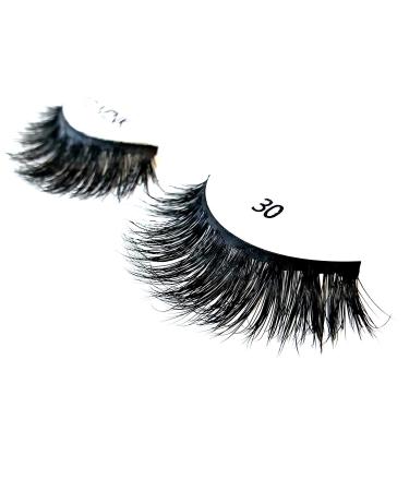MIZ LASH 3D Mink Eyelashes - 100% Real Fur Cruelty-Free Reusable Soft & Thick Dramatic False Lashes | Handmade Natural Look #30 - Fashion Fake Eyelash Extensions - Buy Online on GoSupps.com