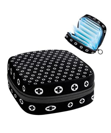 Black White Polka Dot Pattern Sanitary Napkin Storage Bag Feminine Menstrual Cup Pouches Nursing Pad Holder Tampon Bags Portable Period Bag for Women Teen Girls 1Pcs Multi-colored 10