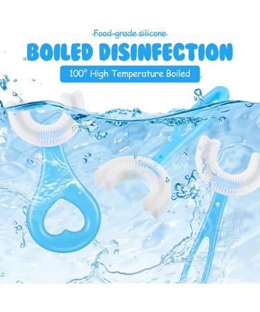 Children's U-Shaped Silicone Toothbrush Set - 2-Pack Blue & Pink for Ages 2-12 - Buy Online on GoSupps.com