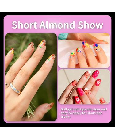 Gootrades XS Almond Gel Nail Tips Set - 504PCS Half Matte Soft Gel Full Cover Tips for Salon-Quality Extension and DIY Nail Art at Home - Buy Online on GoSupps.com