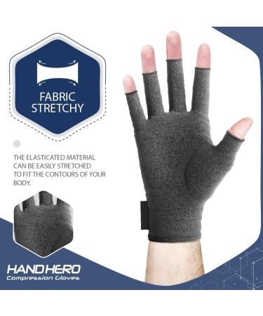 Hand Hero Arthritis Compression Gloves - Fingerless Support for Men and Women - Pain Relief for Rheumatoid Osteoarthritis Typing Knitting - Buy Online on GoSupps.com