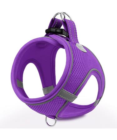 Joyal dog harness reflective soft padded dog dishes Air-Mesh breathable breast dishes for cat puppies small dogs XXS purple XXS breast: 31-34cm purple