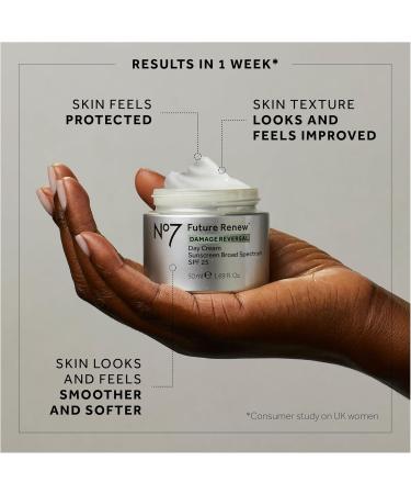 No7 Future Renew Damage Reversal Face Cream with SPF 25 - Anti Aging Face Moisturizer with Skin Firming Benefits - Formulated with Peptide Technology to Protect Repair & Intensely Hydrate (1.69 Oz) 1.69 Ounce (Pack of 1) - Buy Online on GoSupps.com