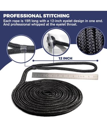 ACY Marine Double Braided Nylon Dock Line - 38 x 15ft - Boat Rope for Docking - Stretch Resistant - MarinePontoon Accessories - Buy Online on GoSupps.com