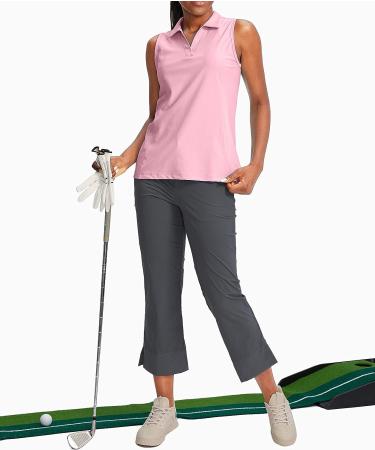 G Gradual Women's Sleeveless Golf Polo Shirt - Pink Large | Quick Dry Collared Tank Top for Tennis | V-Neck Women's Polo - Buy Online on GoSupps.com