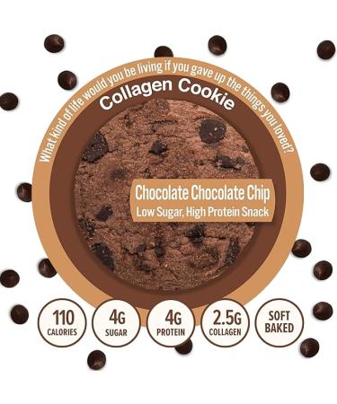 321glo Collagen Cookies | Soft Baked  High Protein Cookies | Low Carb  Low Sugar |12 Pack (Chocolate Chocolate Chip) - Buy Online on GoSupps.com