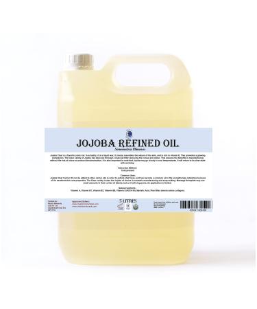 Mystic Moments |Jojoba Refined (clear) carrier oil 5 liters - pure and natural oil perfect for hair face nails aromatherapy massage and oil dilution vegan GVO - free