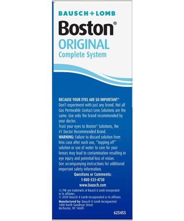 Contact Lens Solution by Boston - Original Complete System for Gas Permeable Lenses - 1 Fl Oz Cleaner  3.5 Fl Oz Solution  5 Enzymatic Cleaners  1 Lens Case - Buy Online on GoSupps.com