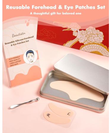 Silicone Forehead Wrinkle Patch Set | Reusable Patches for Forehead & Eyes | Anti-Wrinkle Silicone Patches with Metal Applicator & Tin Case | International Shipping Available - Buy Online on GoSupps.com
