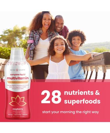 Liquid Multivitamin for Women Men & Kids | Sugar Free Liquid Vitamins | Vitamin A B C D E K Biotin Zinc Magnesium | Energy Beauty Immune Support Supplement | Vegan Natural Raspberry - Buy Online on GoSupps.com