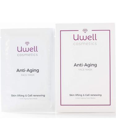 Uwell Cosmetics Anti-Aging Face Mask - Premium Aloe Vera Hydrogel Fleece Mask | 8 PCS Vegan Skin Tightening & Fold Reduction - Buy Online on GoSupps.com