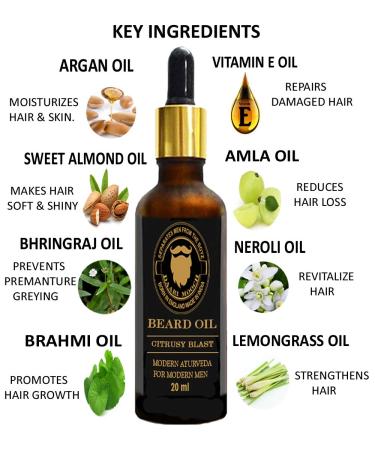 Premium Citrus Beard Oil - 20ml | Nourishing & Hydrating | International Shipping Available - Buy Online on GoSupps.com