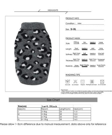 FAMKIT Dog Sweater | Leopard Pattern Puppy Knitwear | Warm Winter Clothes for Small Dogs (2-3 KG) - Gray - Buy Online on GoSupps.com