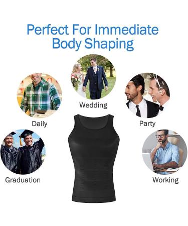 Aptoco Men's Compression Shirt Body Shaper Gynecomastia Undershirt - Black Medium - Buy Online on GoSupps.com