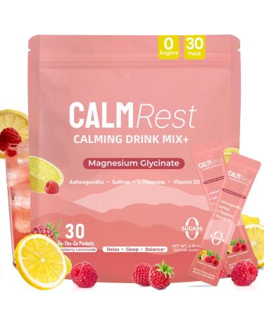 Calm Magnesium Powder Calming Drink Mix Cortisol Supplement for Women with Ashwagandha Saffron L Theanine Vitamin D3-Stress Relief & Relaxation Support No Sugar 30Ct Raspberry Lemonade Raspberry Lemonade 0.16 Ounce (P