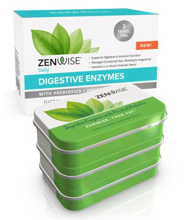 Zenwise Health Digestive Enzymes Plus Prebiotics & Probiotics Supplement Travel Size Daily Digestion + Immune Support for Occasional Gas Gut Bloating & Irregularity (90 Count) 90 Count (Pack of 1)
