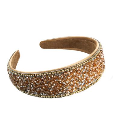 Wide-brimmed headband with rhinestones for women and girls gold