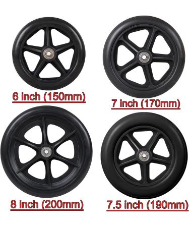2 Pcs Wheelchair Fronter 6" 7" 8" Front Wheel & Solid Tyre 2" (50 Mm) Hub Width Wheel Replacement for Wheelchair Replacement Rollator Accessories Anti-Slip Rubber Wheel/Black/15Cm(6 Inc 15Cm(6 Inch) Black - Buy Online on GoSupps.com