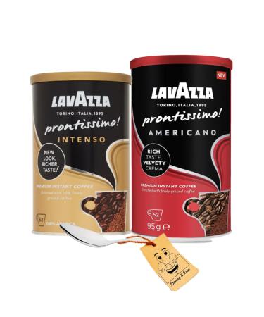 Instant Coffee Bundle Includes Lavazza Prontissimo 95g: 1x Lavazza Americano 1x Lavazza Intenso Bundled with Stainless Coffee Spoon (Tea Spoon) by Donny & Dev