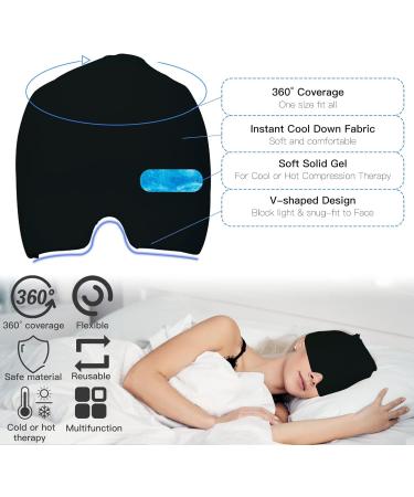 Baogaier Migraine Mask - Reversible Cooling Gel Cap for Headache Relief Stress Relief and Eye Comfort | Reusable Black Cooling Hat - Buy Online on GoSupps.com