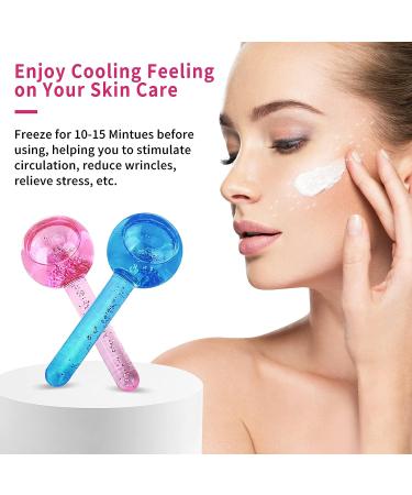 Ice Roller Face Massager Set - Tighten Skin, Reduce Puffiness & Headaches (Blue Pink) - Buy Online on GoSupps.com