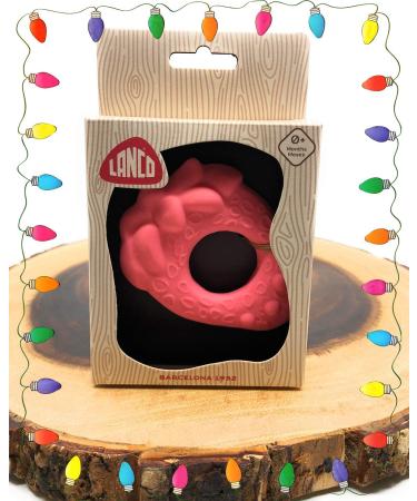 Lanco Strawberry Teething Ring - 100% Natural Rubber Pink 200g | Safe & Eco-Friendly Baby Toy - Buy Online on GoSupps.com